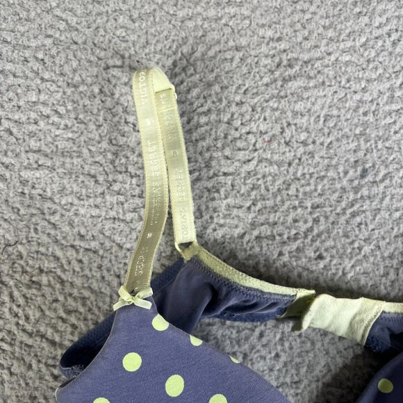 Victoria's Secret Women Bra 36D Blue Polka Dot Lined Perfect Coverage Underwire - Picture 4 of 7